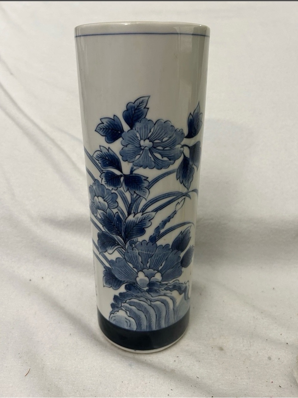Andrea By Sadek Blue and White Floral Porcelain Vase